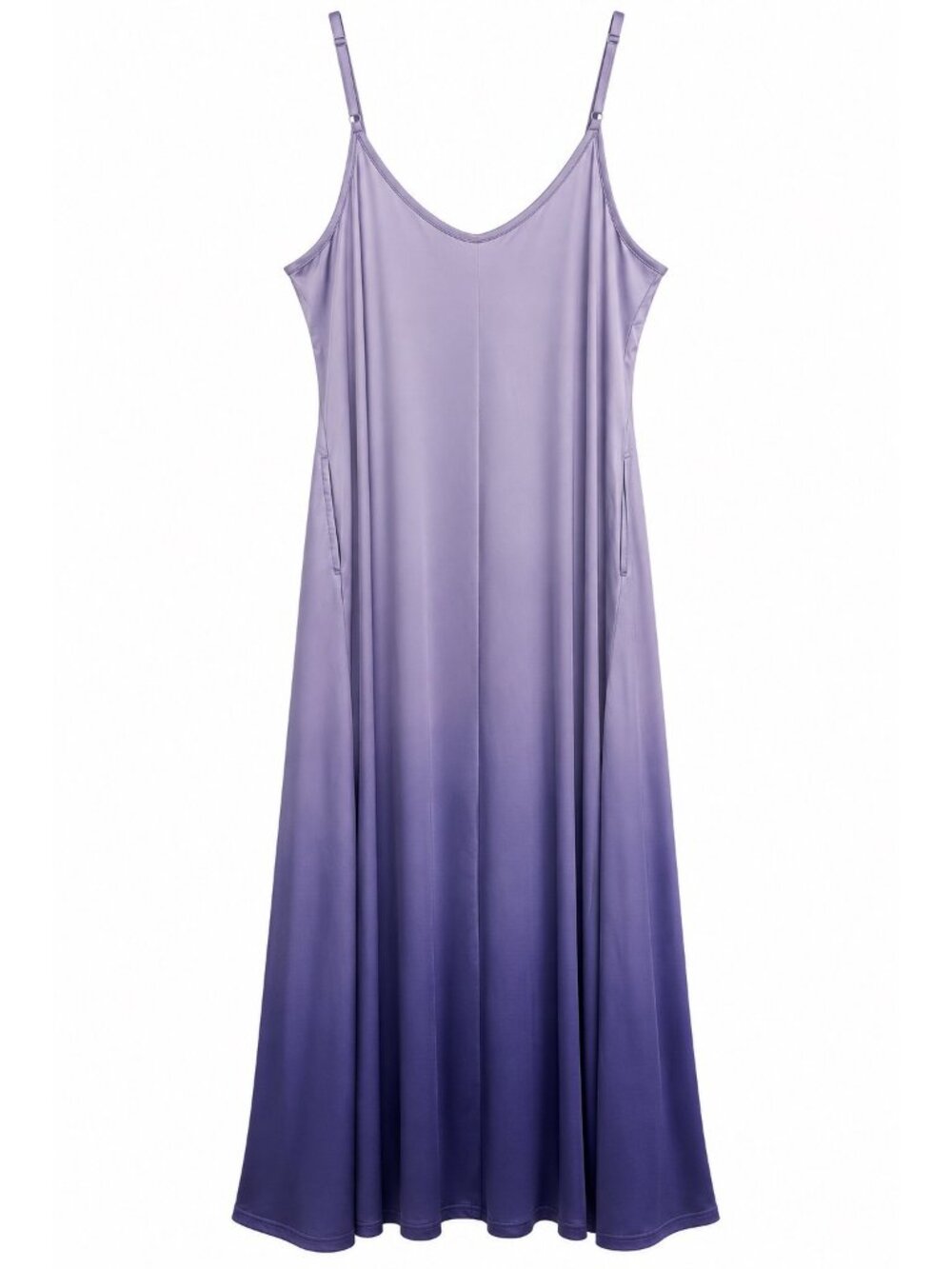 Lavender Ombre Maxi Slip Dress With Adjustable Straps XL 95% Polyester 5% Spande